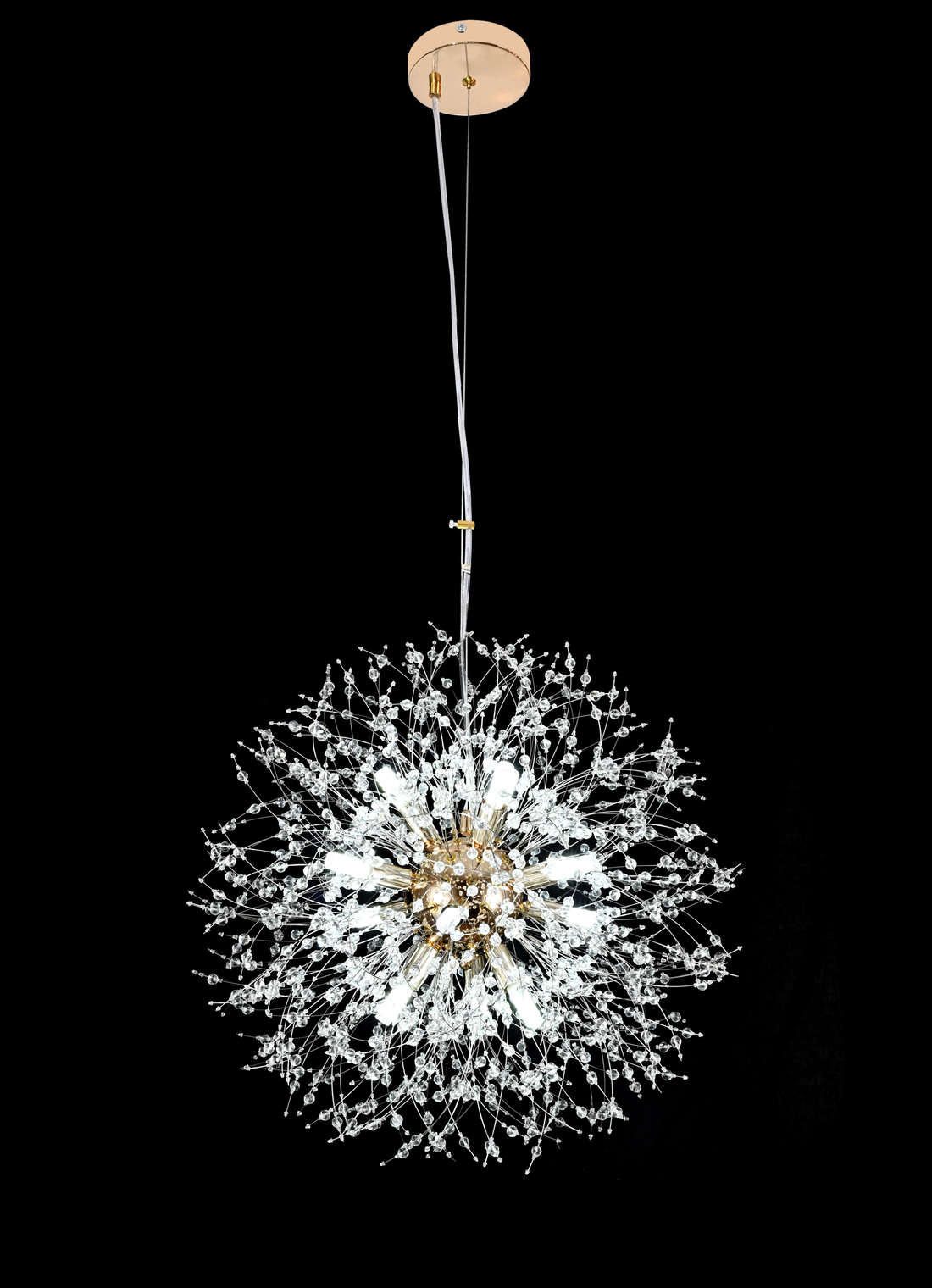 Pendul decorativ cu cristale 12 surse, design elegant, Ø55 cm, H80 cm – Model 26011/12