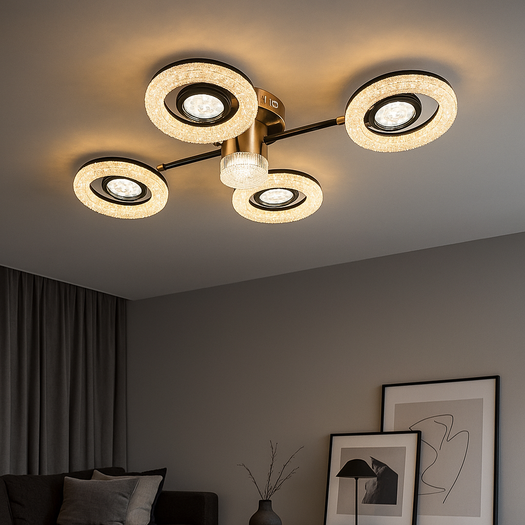 Lustra LED eleganta cu design geometric – Model 26053/2+2+1GM+FGD