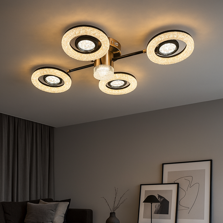 Lustra LED eleganta cu design geometric – Model 26053/2+2+1GM+FGD