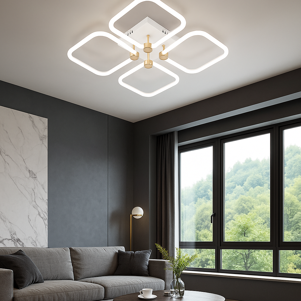 Lustra LED moderna cu design geometric – Model 26077/4FGD+WH