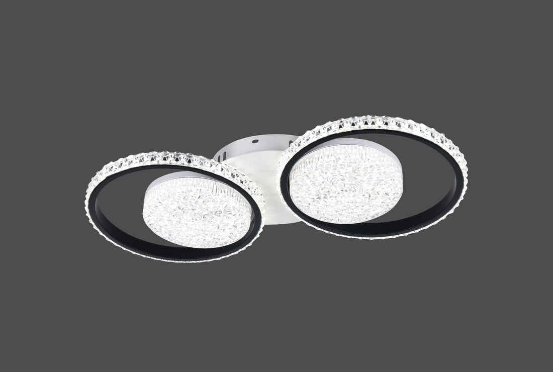 Lustra LED modernă, 2 inele și lumină reglabilă, 26232/2+2 WH+MB, 96W