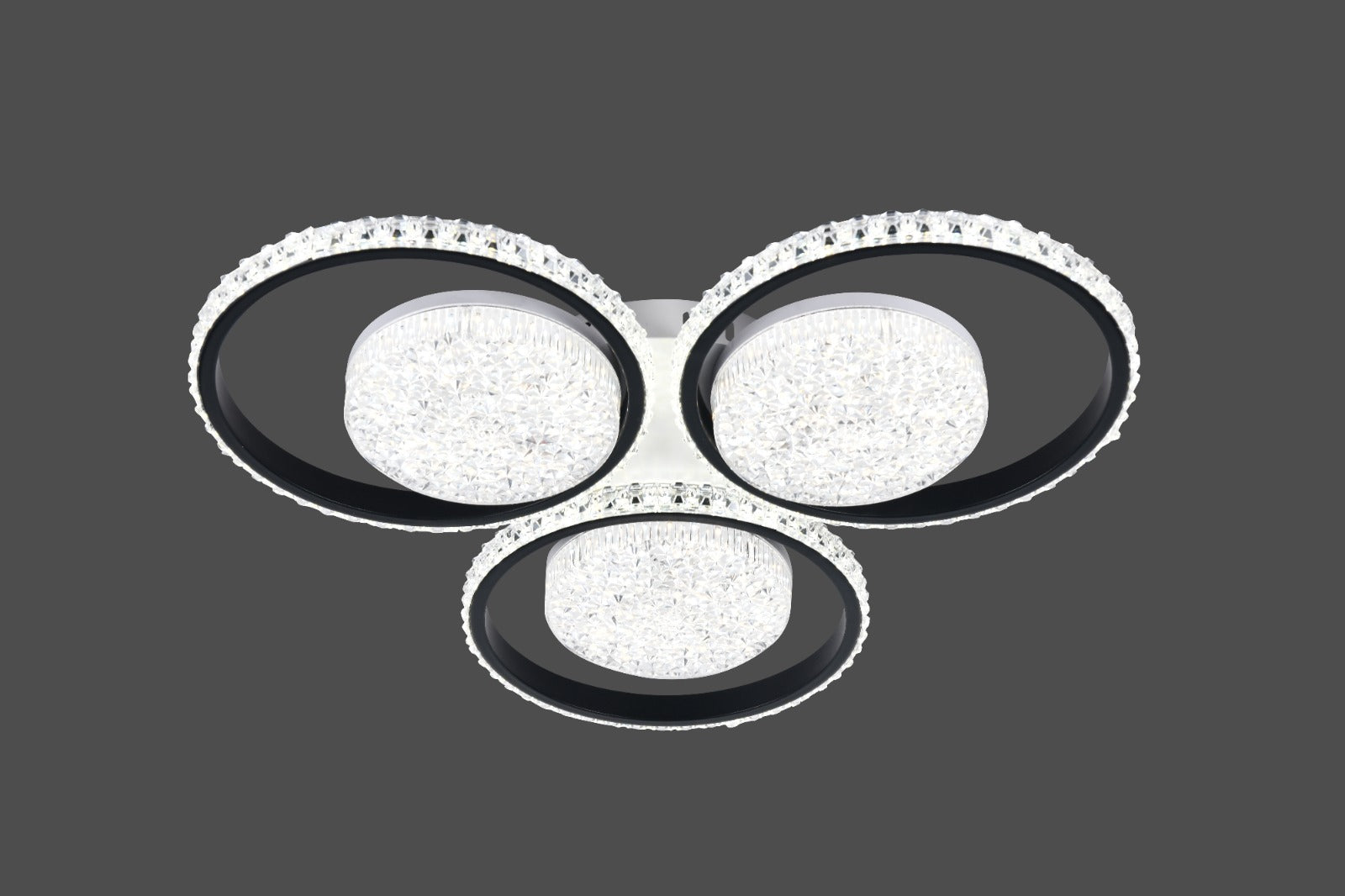 Lustra LED moderna cu 3 inele, 540×70 mm, telecomandă, model 26232/3+3 WH+MB