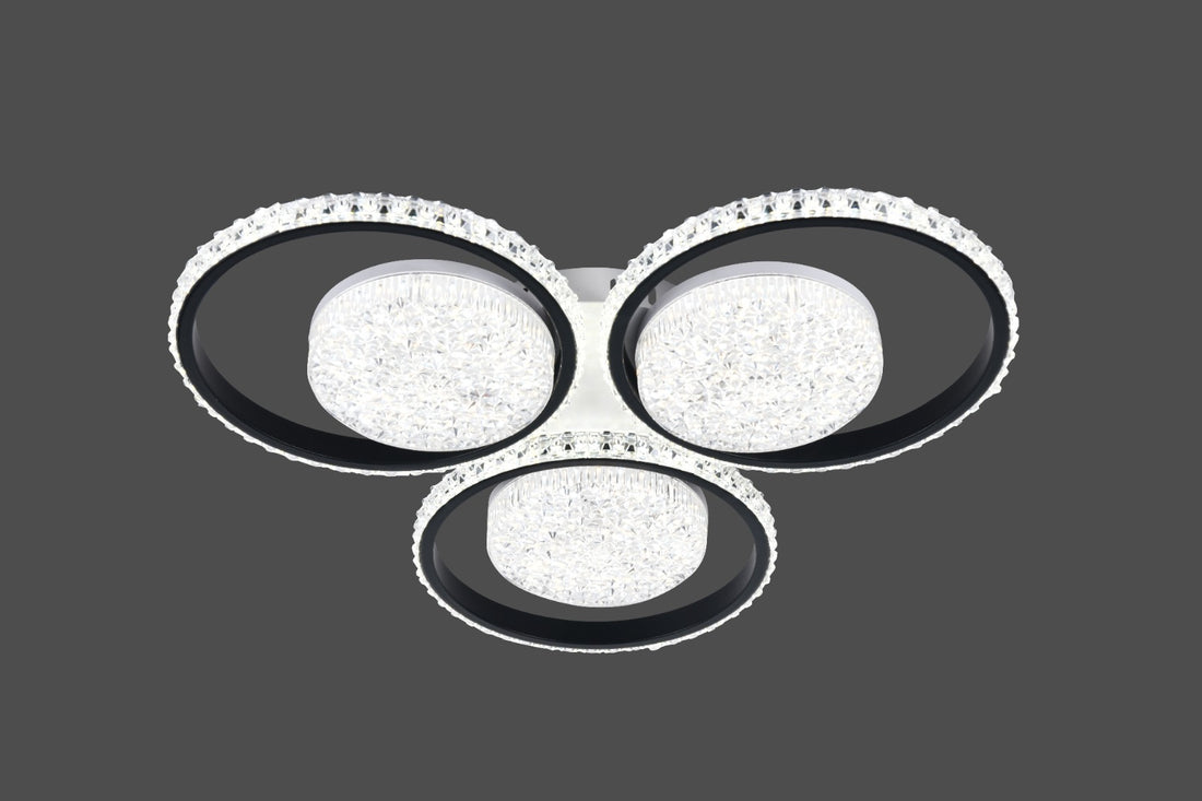 Lustra LED moderna cu 3 inele, 540×70 mm, telecomandă, model 26232/3+3 WH+MB