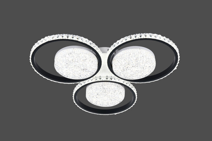 Lustra LED moderna cu 3 inele, 540×70 mm, telecomandă, model 26232/3+3 WH+MB