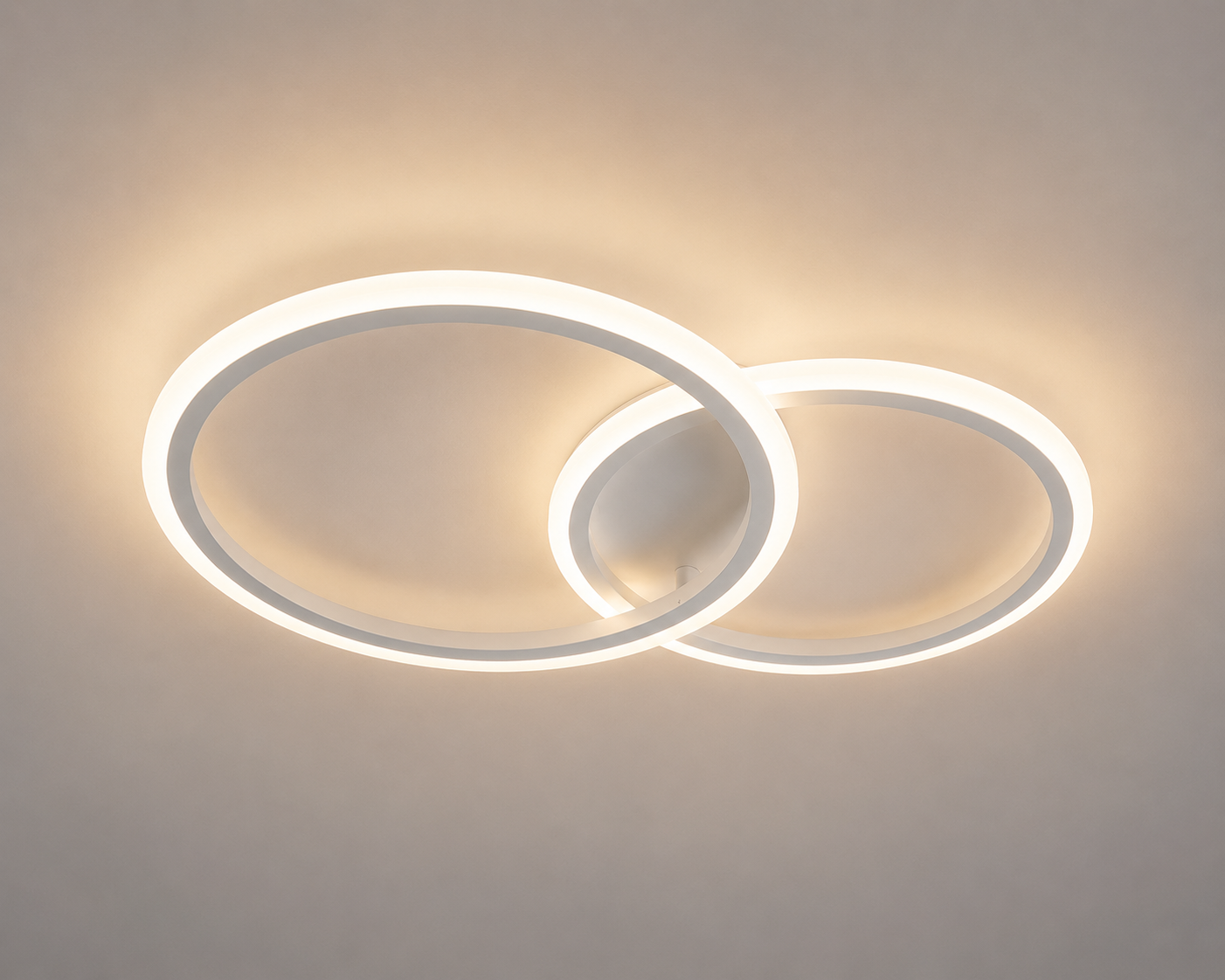 Lustra led LED cu cercuri, model 8888/2WH , Alb, telecomandă, 66W