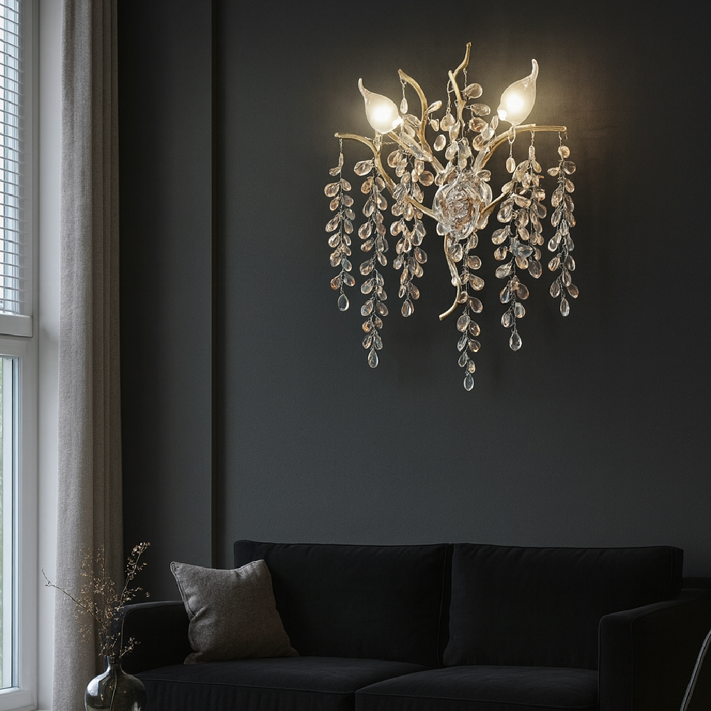 Aplica LED cu cristale K9, 2 surse E14, Ø30 cm, 27096/2, finisaj auriu