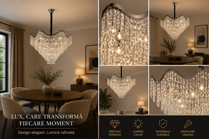 Candelabru elegant, Ø600×H520 mm, 12 becuri E27, model 78006/600 CH