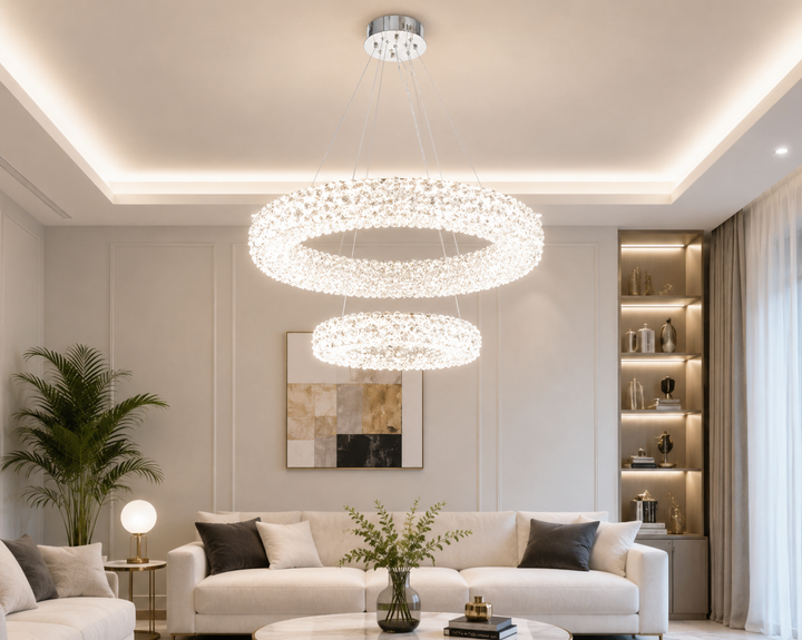Pendul LED dublu – Ø600+Ø400 mm, 174W, Argintiu 5558/600+400 CH, –  5558/600+400 CH