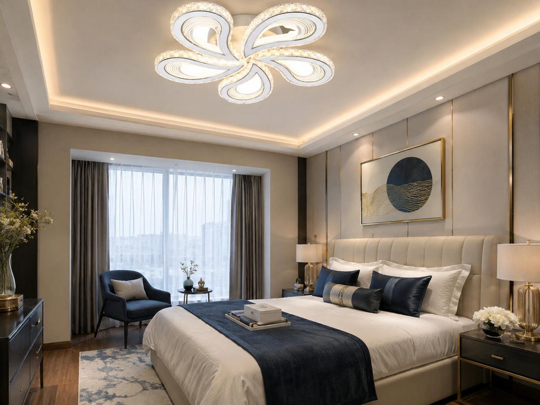 Lustra LED L7513/5 – 150W, 5 Brațe cu Design Elegant si Telecomanda
