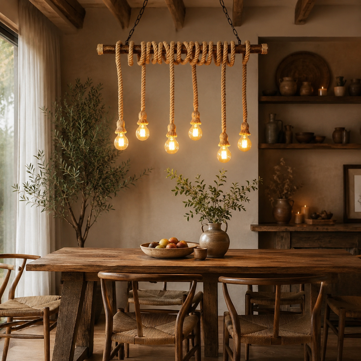 Pendul rustic cu 10 becuri, Ø1000×H500 mm, E27 max 60W, JD-100