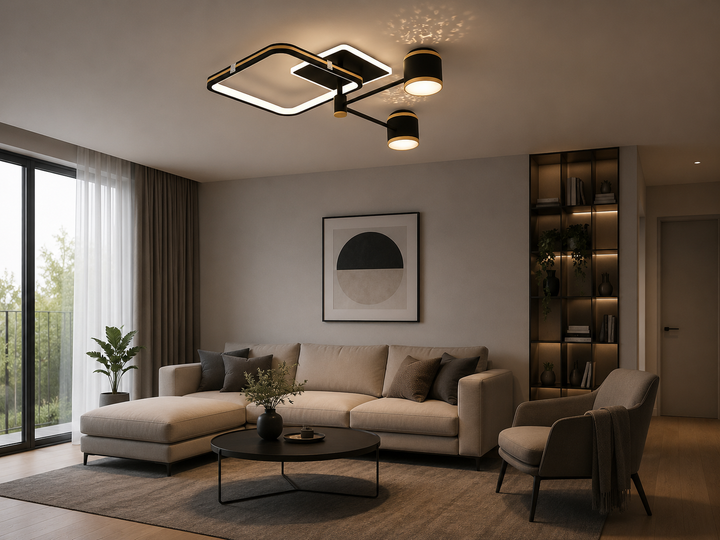 Lustră LED 51cm 88W Spoturi Direcționale și 3 Tipuri de Lumină cu Telecomandă – Model 9235/4