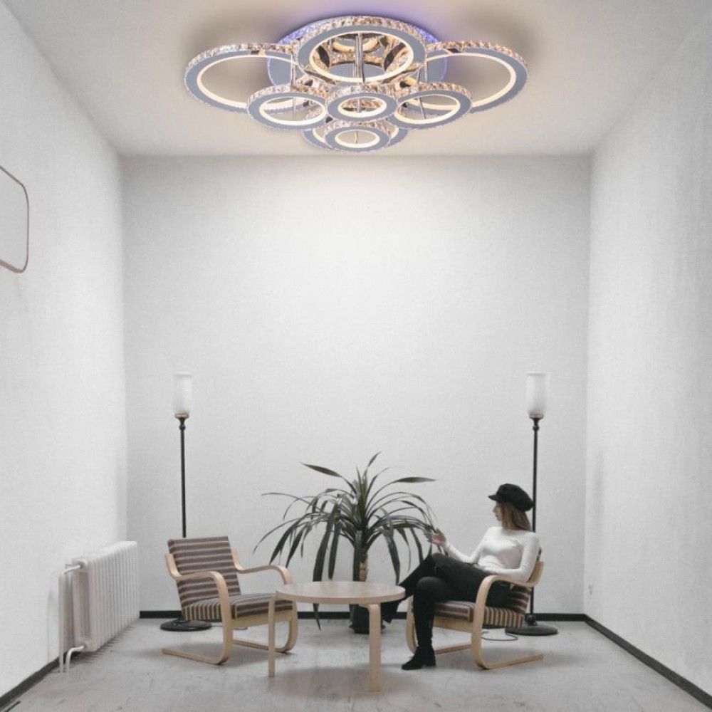 LUSTRA LED CRISTAL RGB CU TELECOMANDA, 328W, 8INELE, LUMINA REGLABILA 3500-6500K, MODEL 2875-8