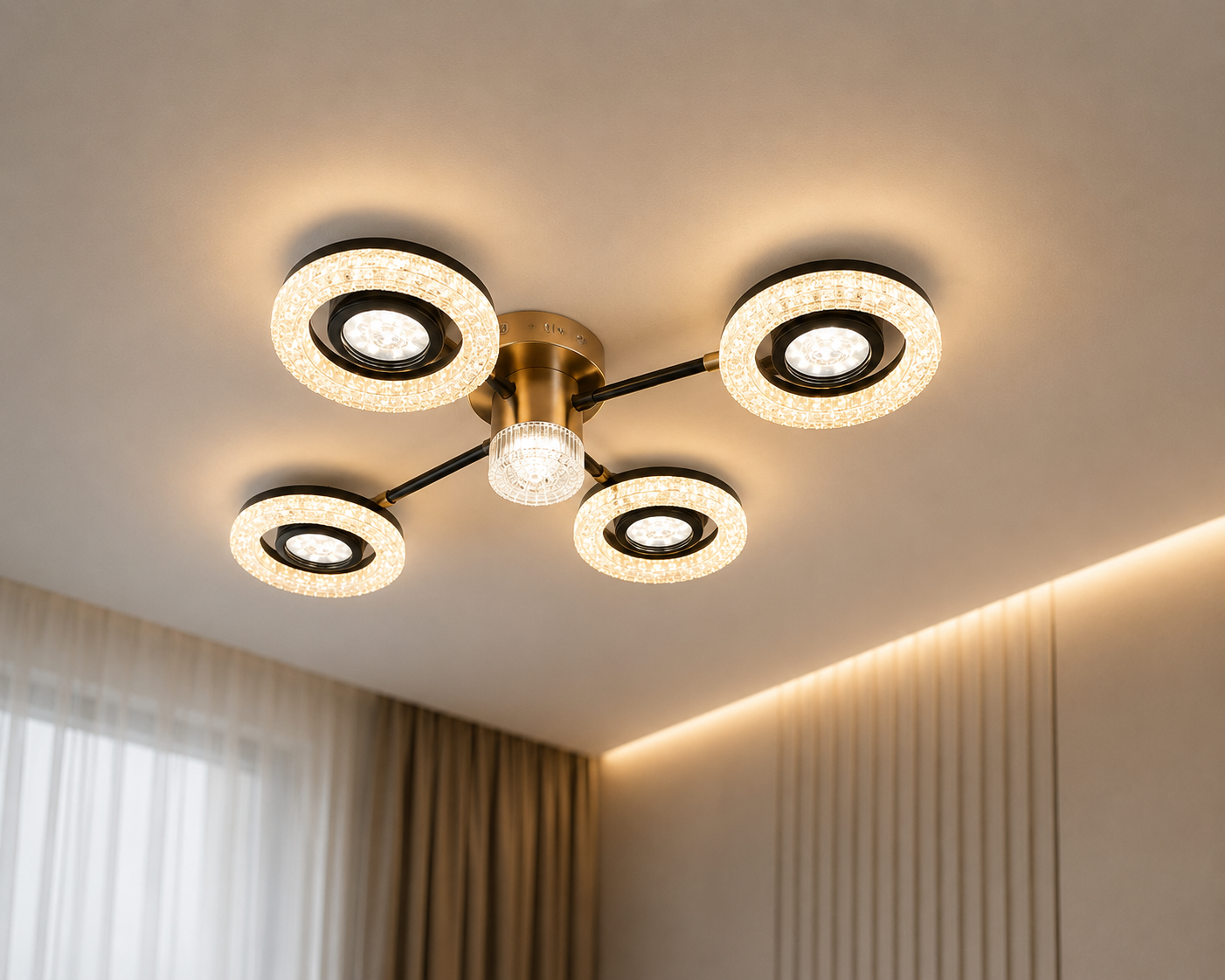 Lustra LED eleganta cu design geometric – Model 26053/2+2+1GM+FGD