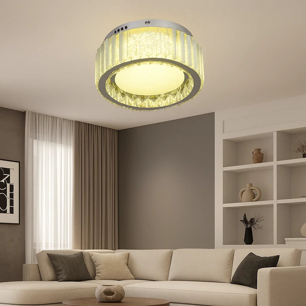 Candelabru LED Elegantă cu Cristale 2959-300 – Ø300 mm, 56W, Culoare Reglabilă, Telecomandă Inclusă