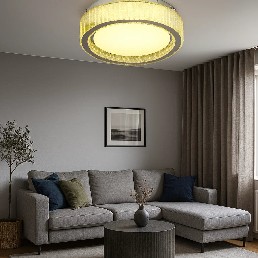 Lustra LED Moderna Ø500 cu Difuzor Cristal si Telecomanda – 200W, 2959-500