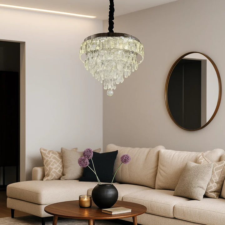 Candelabru LED cu Cristale Ø400 – 80W, cu Telecomandă | Model 2960-400