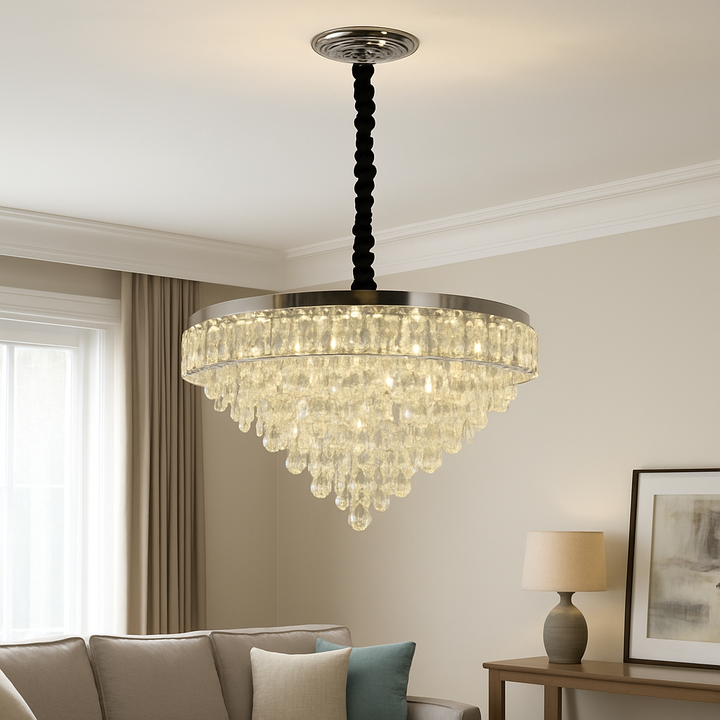 Candelabru LED cu Cristale Ø500 – 112W, cu Telecomandă | Model 2960-500