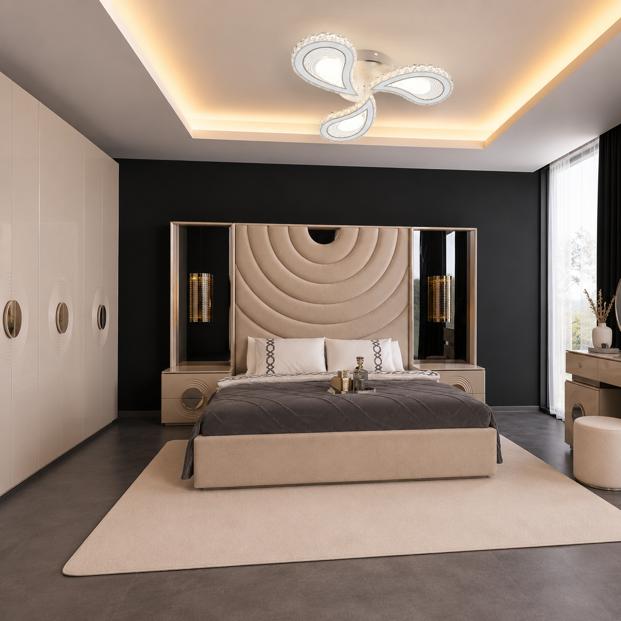 Lustră LED L7513/3 – 90W, Design Modern cu 3 Brațe și Telecomandă