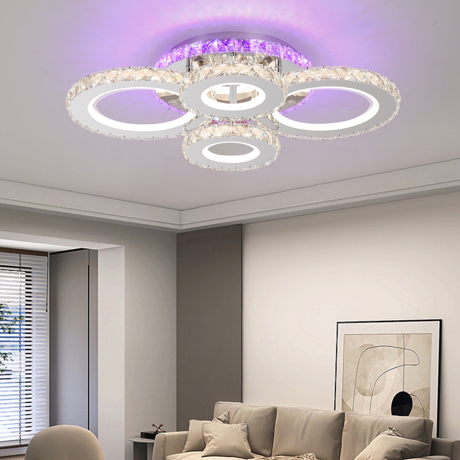 Lustra LED Cristal RGB cu Telecomanda, 136W, Lumina Reglabila 3500-6500K, Design Modern – Model 2875-4