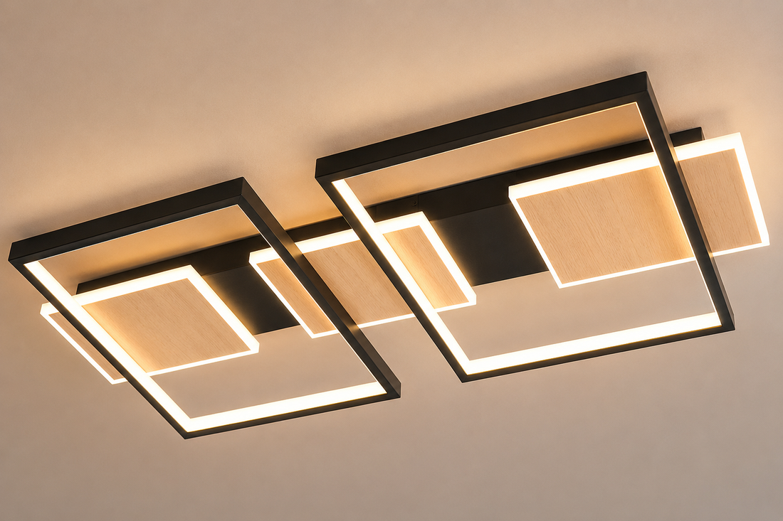 Lustra LED 9425/5 – Design Elegant Negru cu Imitație Lemn