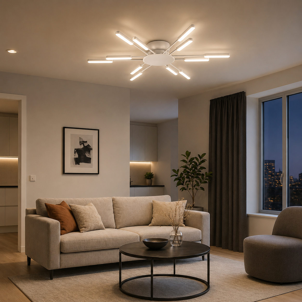 Lustra LED modernă, D842×H70 mm, 66×2W, 3000–6500K, cu telecomandă, 77263/12WH+CR