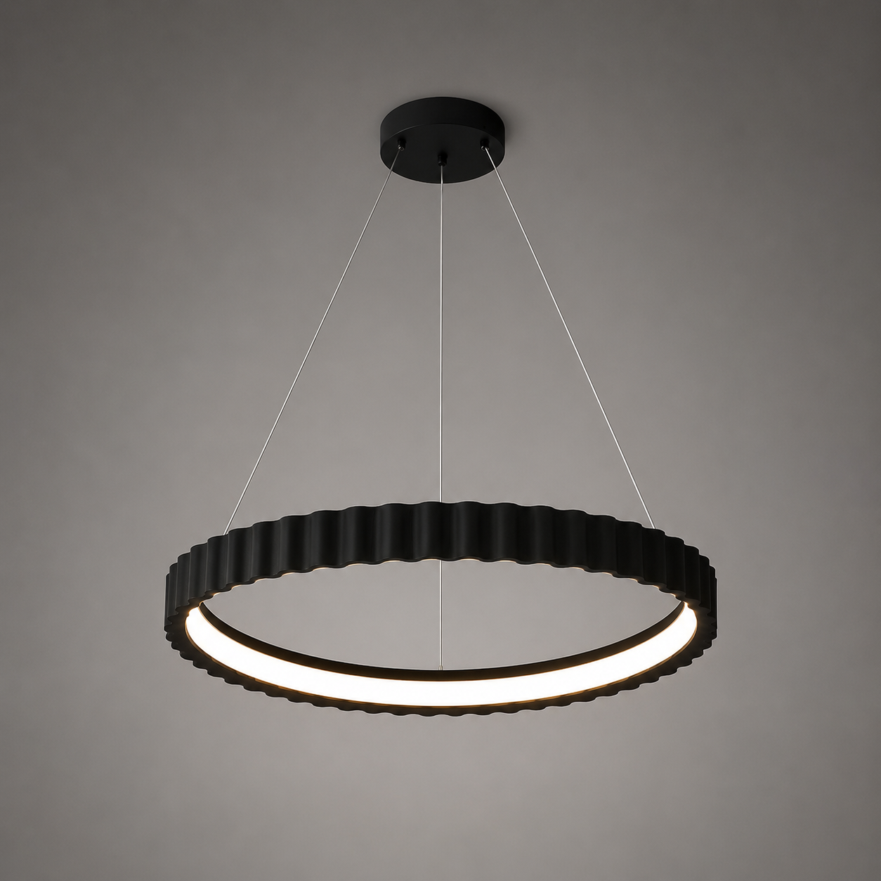 Pendul LED suspendat negru cu design ondulat si telecomandă – lumină reglabilă 3000–6500K – 66W – 77260/530 MB