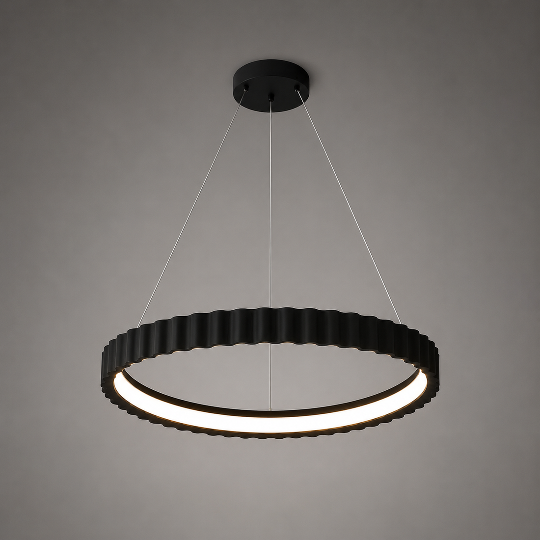 Pendul LED suspendat negru cu design ondulat si telecomandă – lumină reglabilă 3000–6500K – 66W – 77260/530 MB