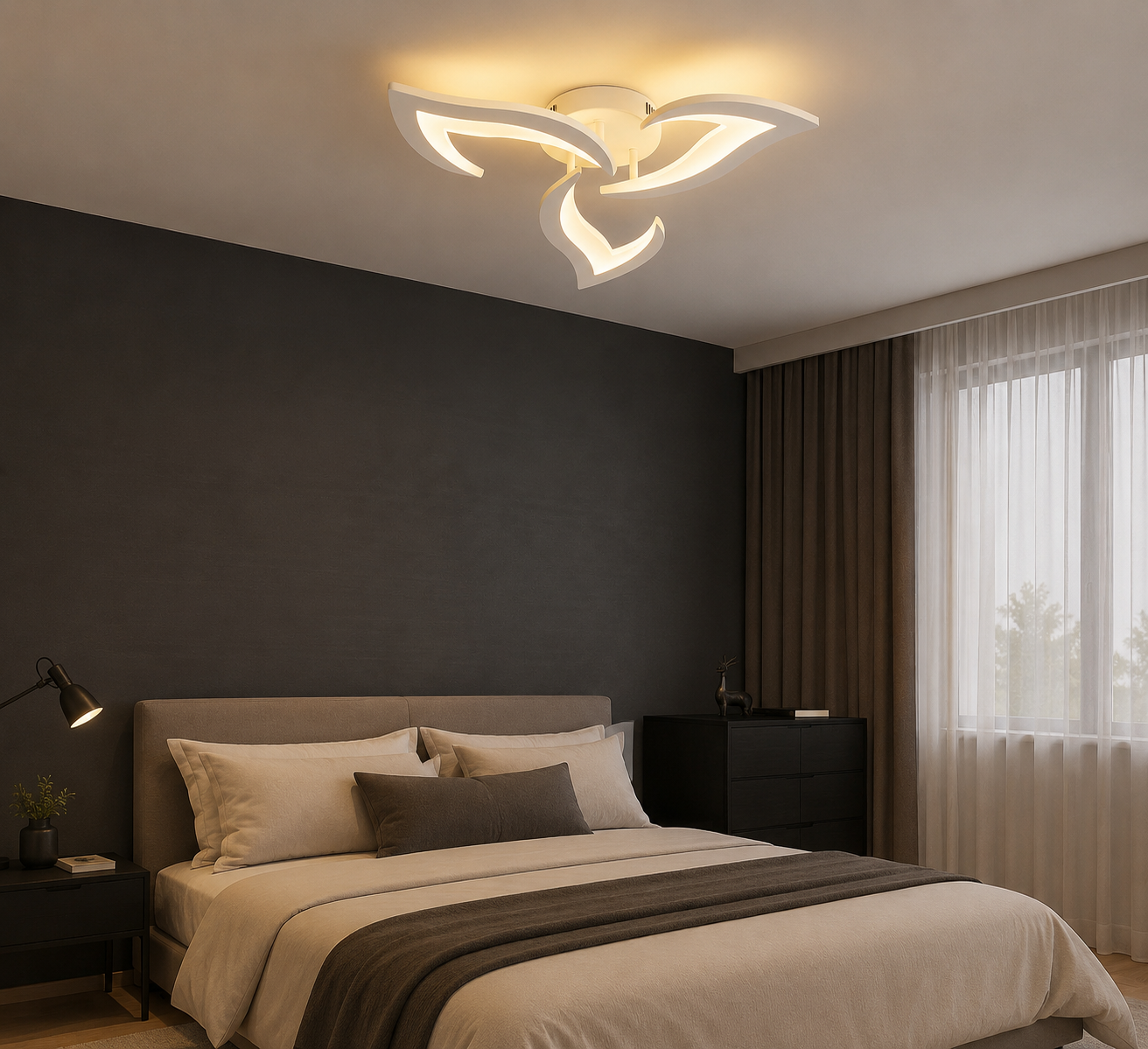 Lustra LED 42W cu telecomanda, Ø565 mm, lumină ajustabilă 3000K–6500K – model 19302/3N WH