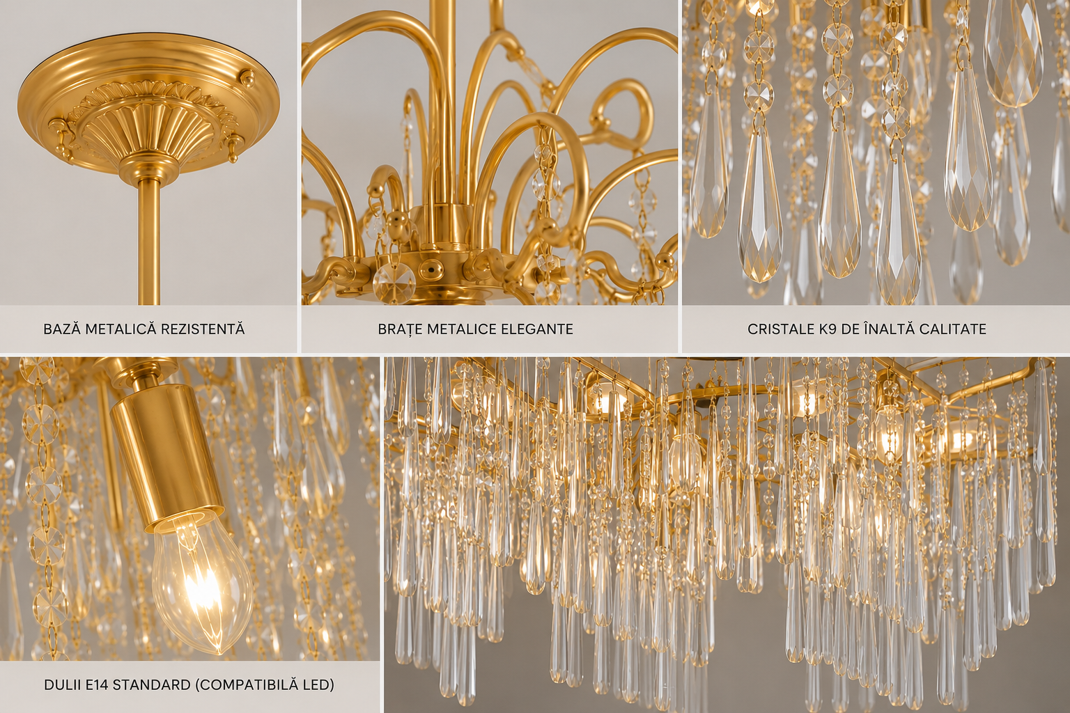 Candelabru Cristal 6503-9, 9xE27 Max 60W, Ø600mm