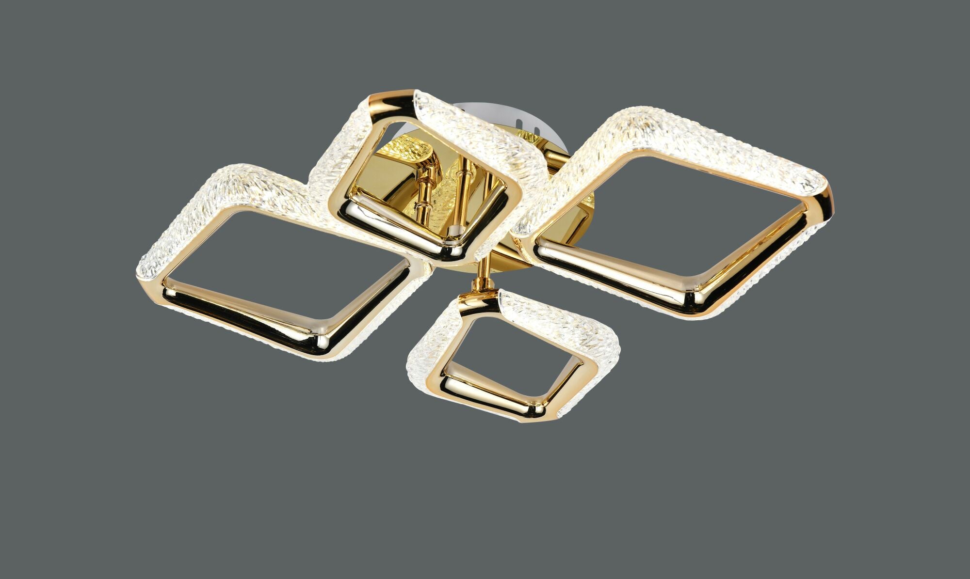 Lustra LED aurie cu patru pătrate și telecomandă – lumină reglabilă 3000–6500K, 60W – P013-2+2