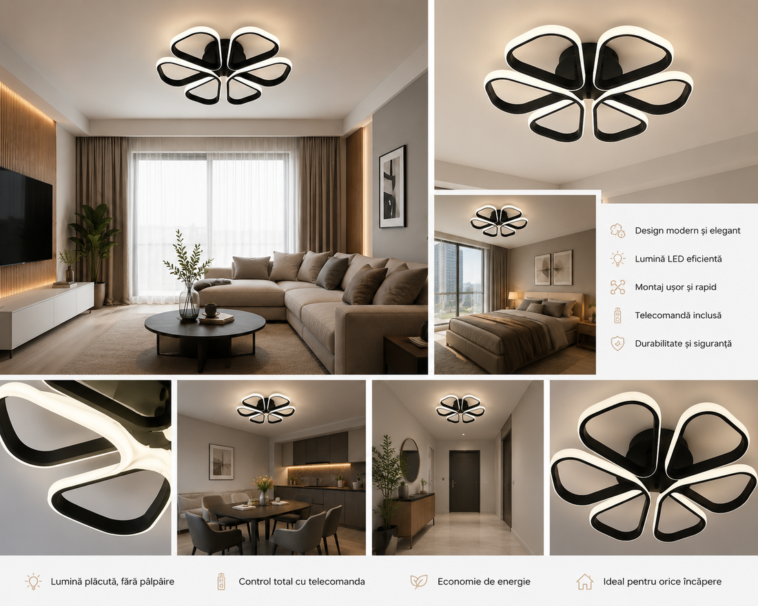 Lustra LED 77250/1 , 120W, telecomandă, lumină reglabilă 3000K-6500K