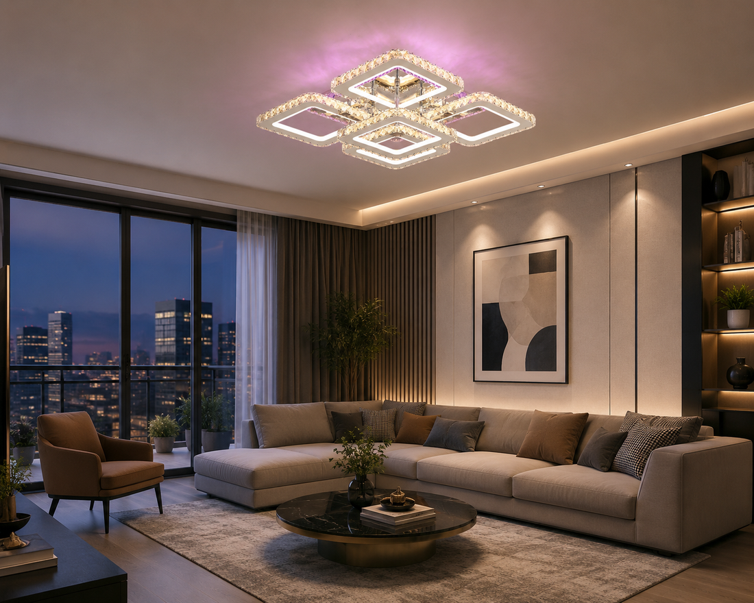 Lustra LED Eleganta, 2886-4+1 – Design Geometric cu Lumină Puternică și Telecomandă 2.4G