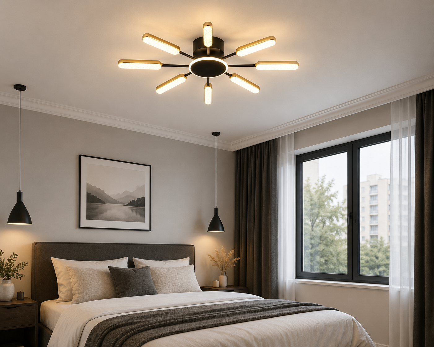 Lustra LED moderna, Ø762×H70 mm, 65×2W, telecomanda, 77265/4+4BK+JIN
