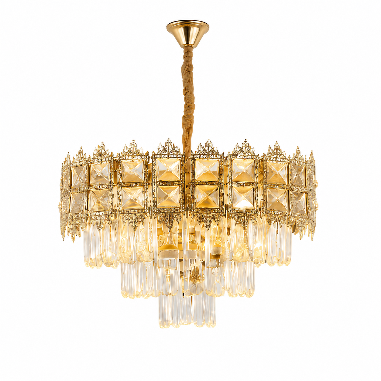 Candelabru auriu 70065-400 GD cu 5 socluri E27, stil modern pentru spații elegante