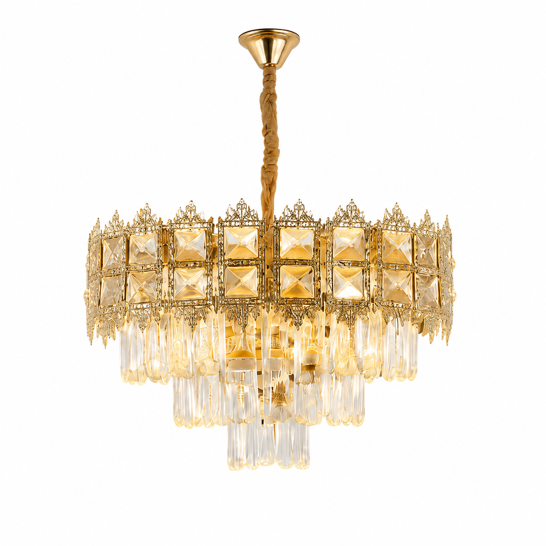 Candelabru auriu 70065-400 GD cu 5 socluri E27, stil modern pentru spații elegante