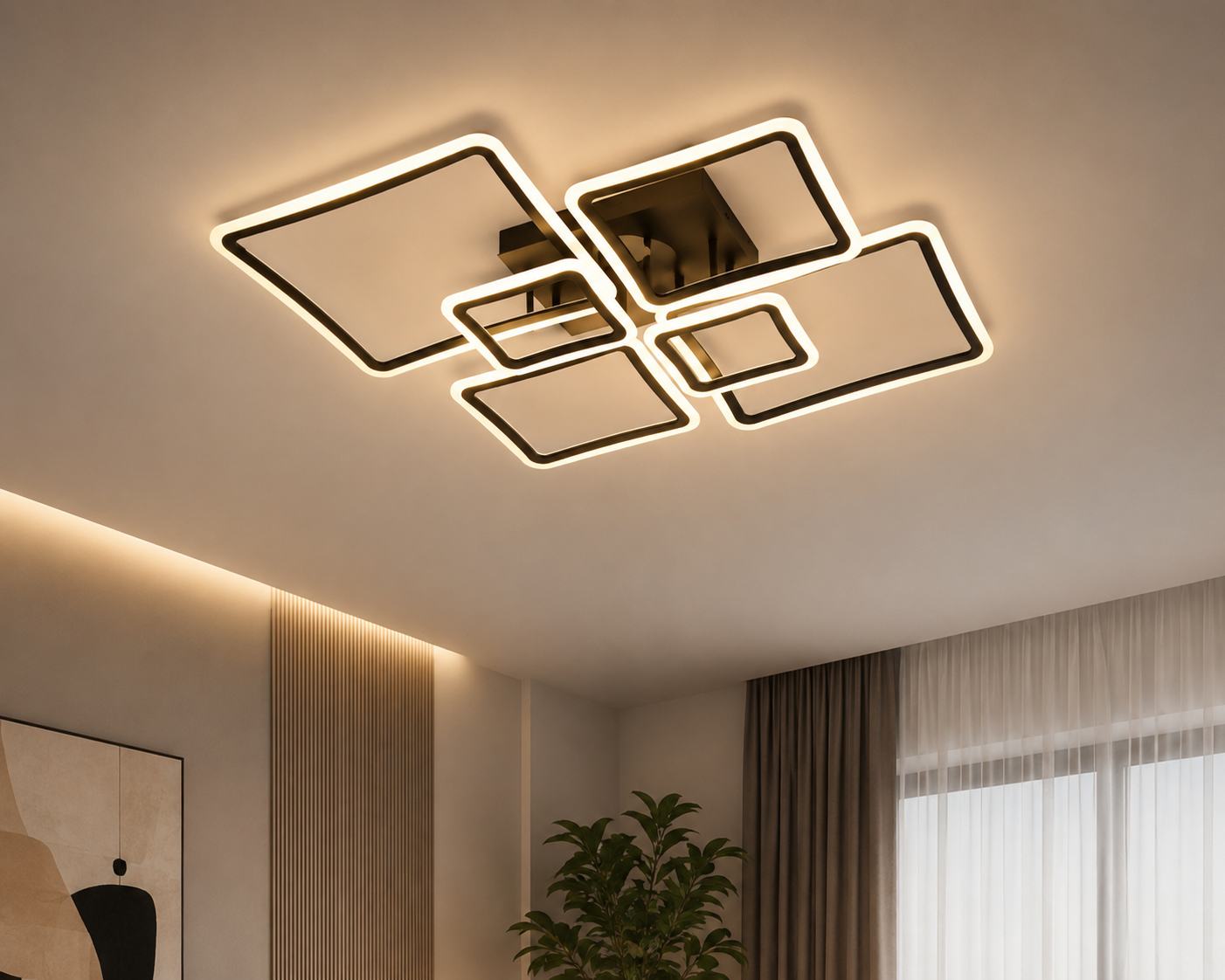 Lustra LED Design Geometric 168W cu Telecomandă | Model 6041-4+2