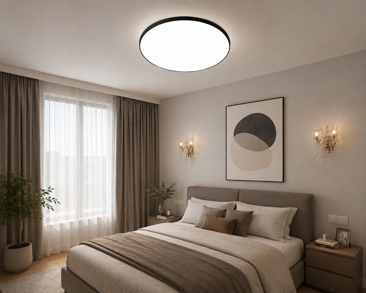 Plafoniera LED rotunda, Ø460 mm, 96W, 6500K, ML-002/460BK