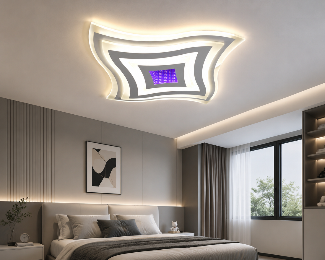 Plafoniera LED, Alba cu Design Ondulat – 300×300 mm, 67W 6038/300D