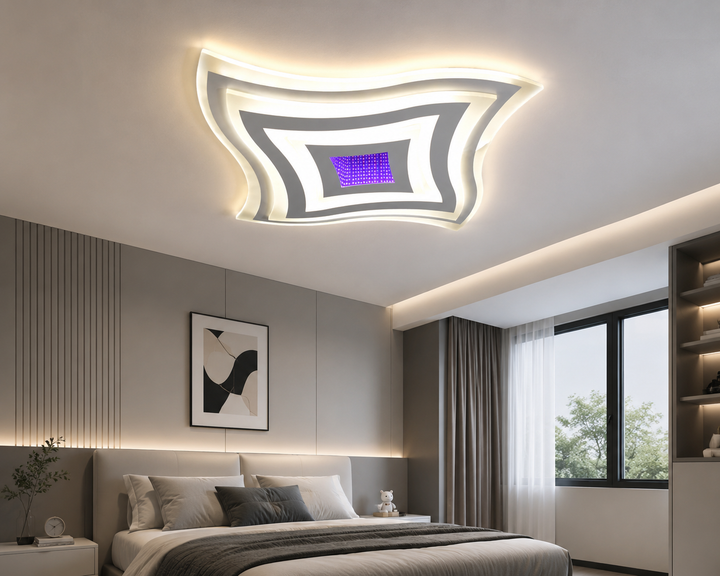 Plafoniera LED, Alba cu Design Ondulat – 300×300 mm, 67W 6038/300D
