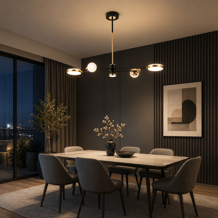 Lustra LED L7680/4+1 – 66W, Design Modern cu  Telecomandă