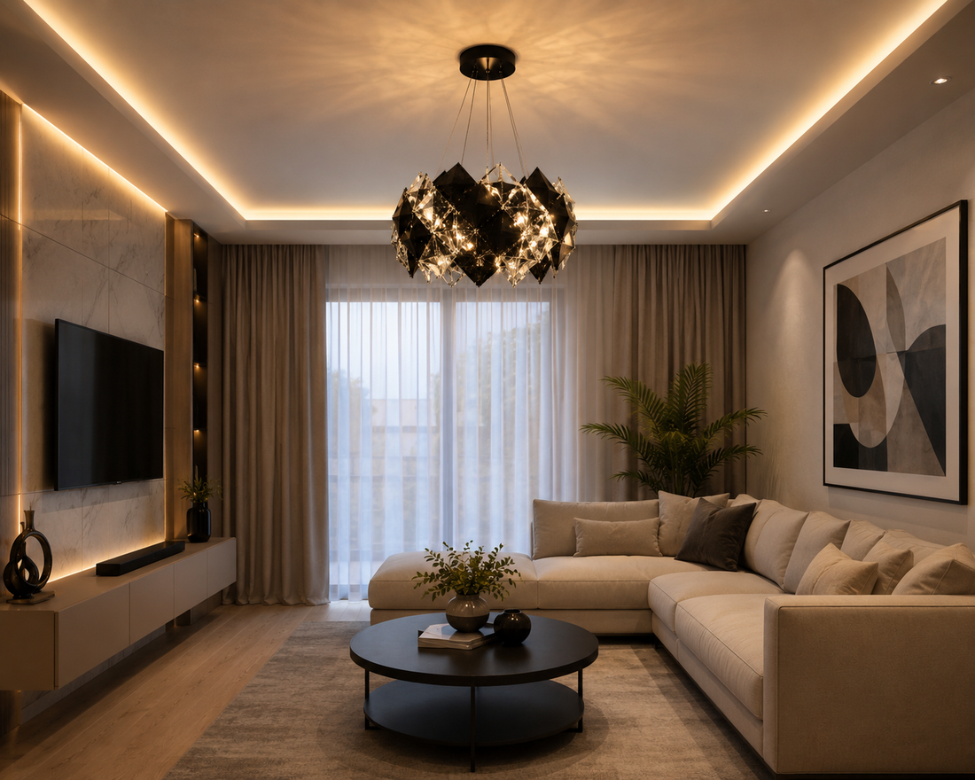 Candelabru modern cu 8 becuri E27 – Model 89005/600CR, Ø600 mm, finisaj crom lucios