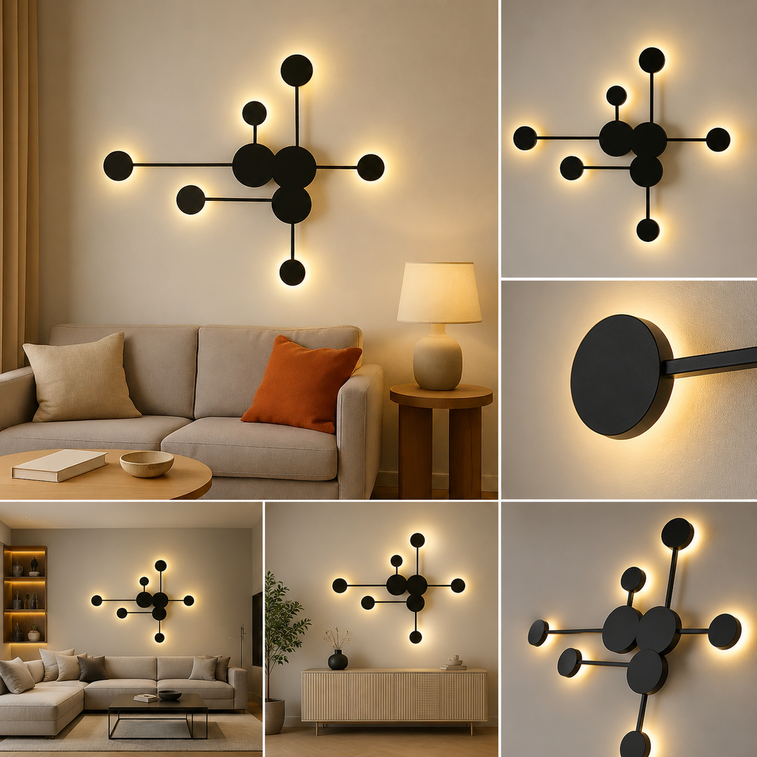 Lustra LED neagra, design geometric, 36×2W, 860×770×40 mm, 71086/3+3 Black