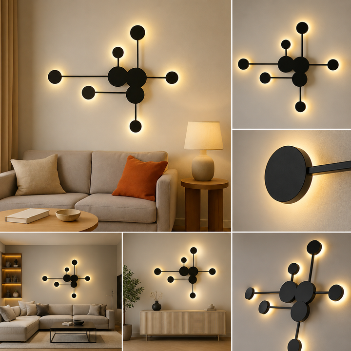 Lustra LED neagra, design geometric, 36×2W, 860×770×40 mm, 71086/3+3 Black