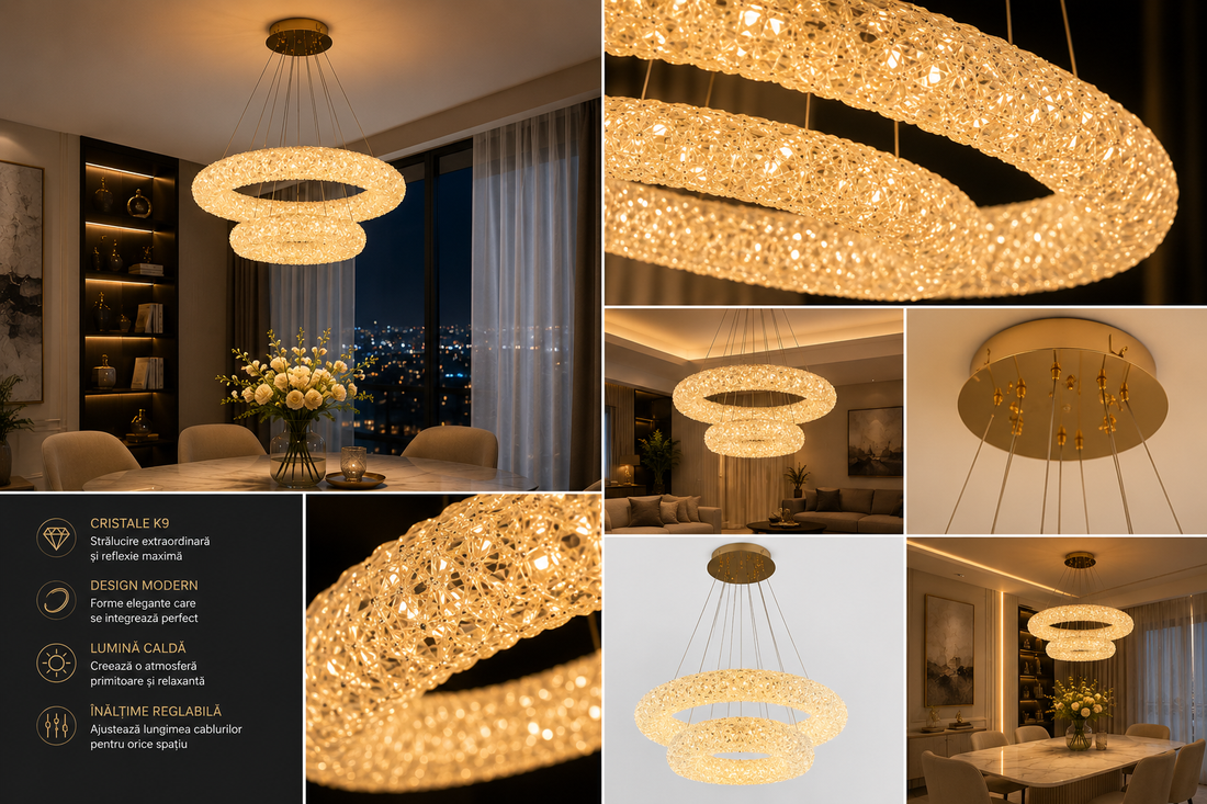 Pendul LED dublu – Ø600+Ø400 mm, 174W, Auriu 5558/600+400 FGD