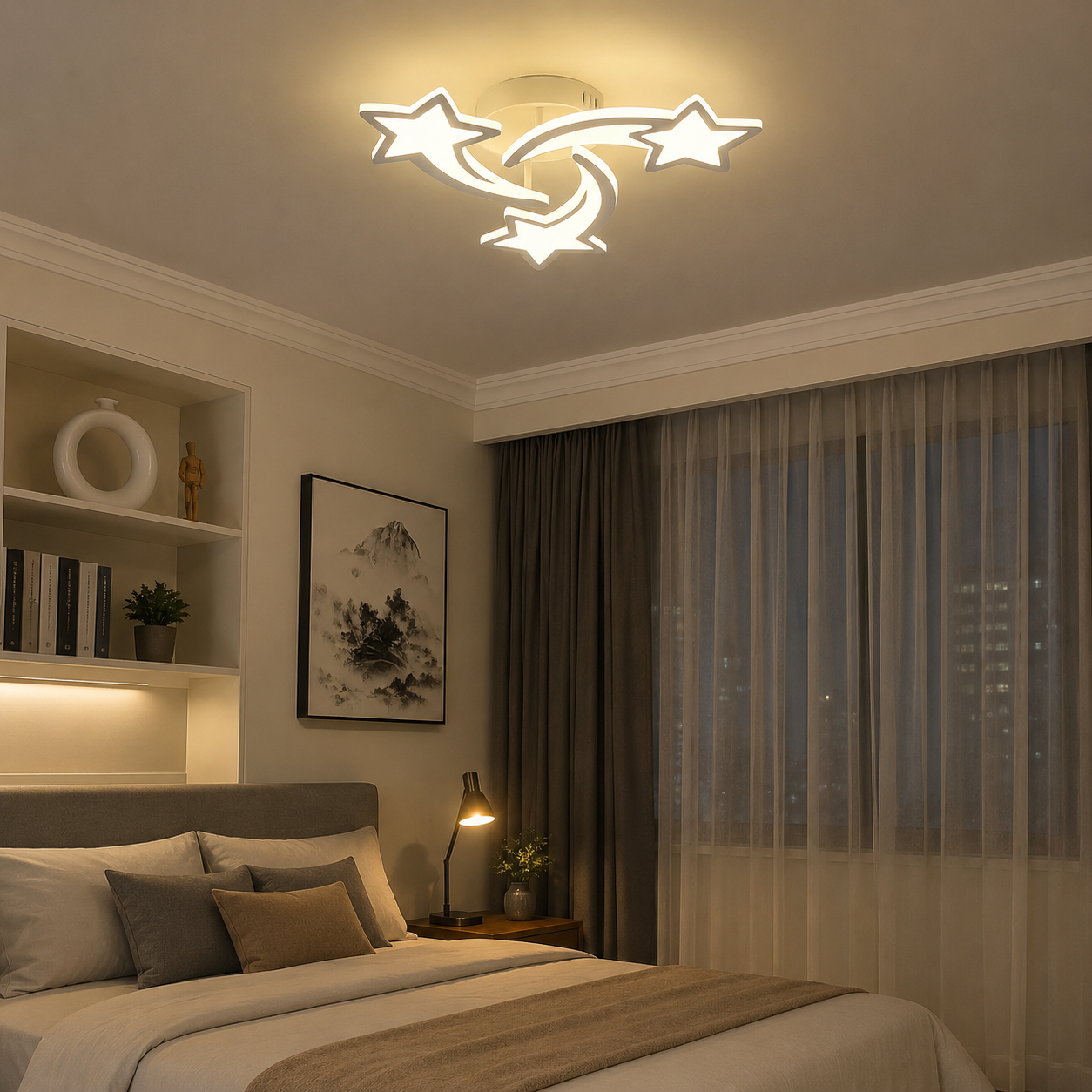 Lustra LED 66W cu telecomandă, Ø700 mm, lumină reglabilă 3000K–6500K – model 19316/3WH