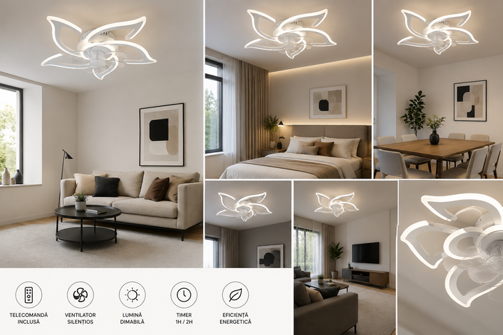Lustra LED cuVentilator si  telecomanda – 94W, D685xH120 mm, Alb, 3000–6500K 26143/5