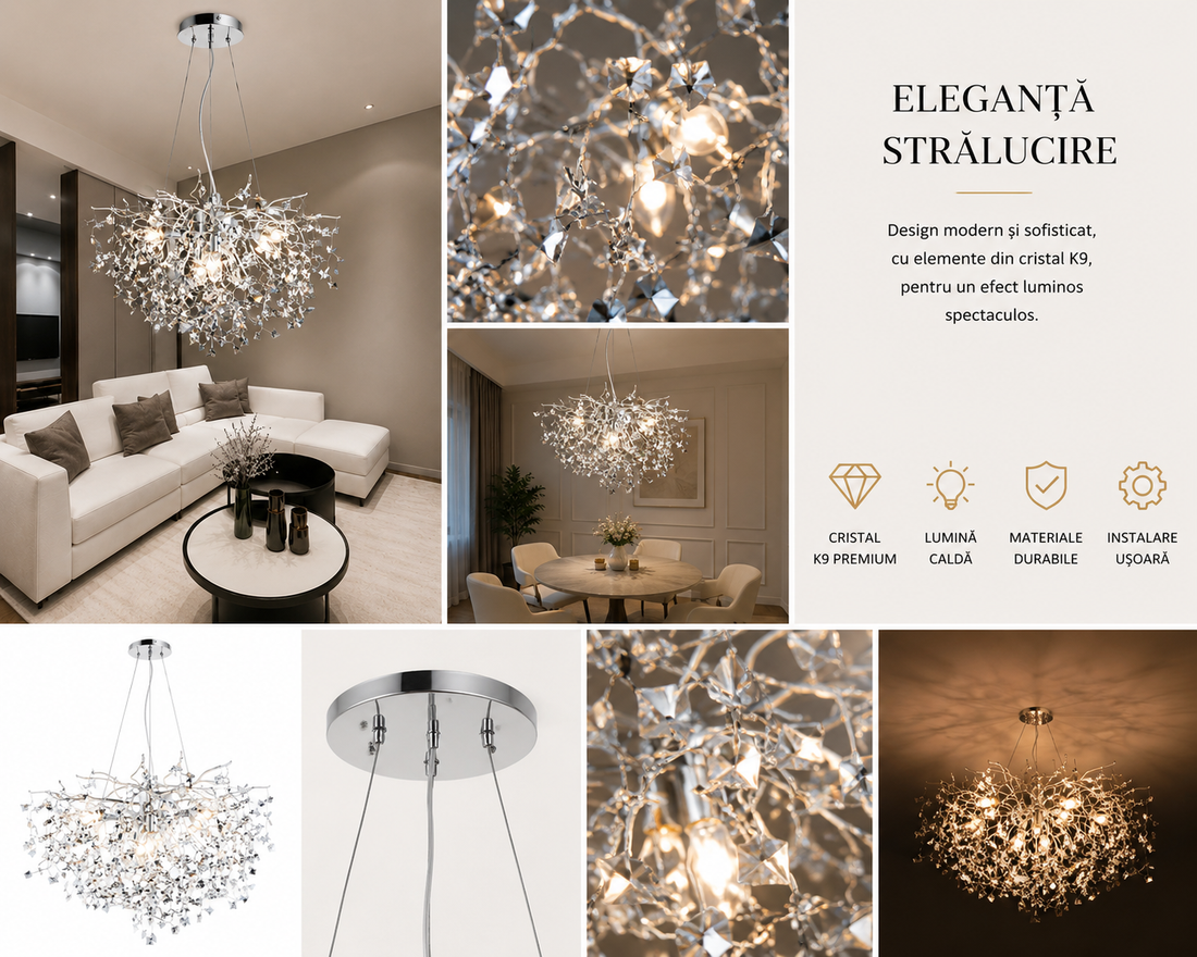 Candelabru elegant cu soclu E14 – Model 27113/600 SO+CR
