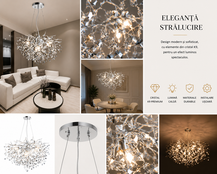 Candelabru elegant cu soclu E14 – Model 27113/600 SO+CR
