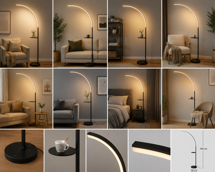 Lampadar LED 166cm 48W Arc Modern cu 3 Tipuri de Lumină și Telecomandă – Model 9234/1