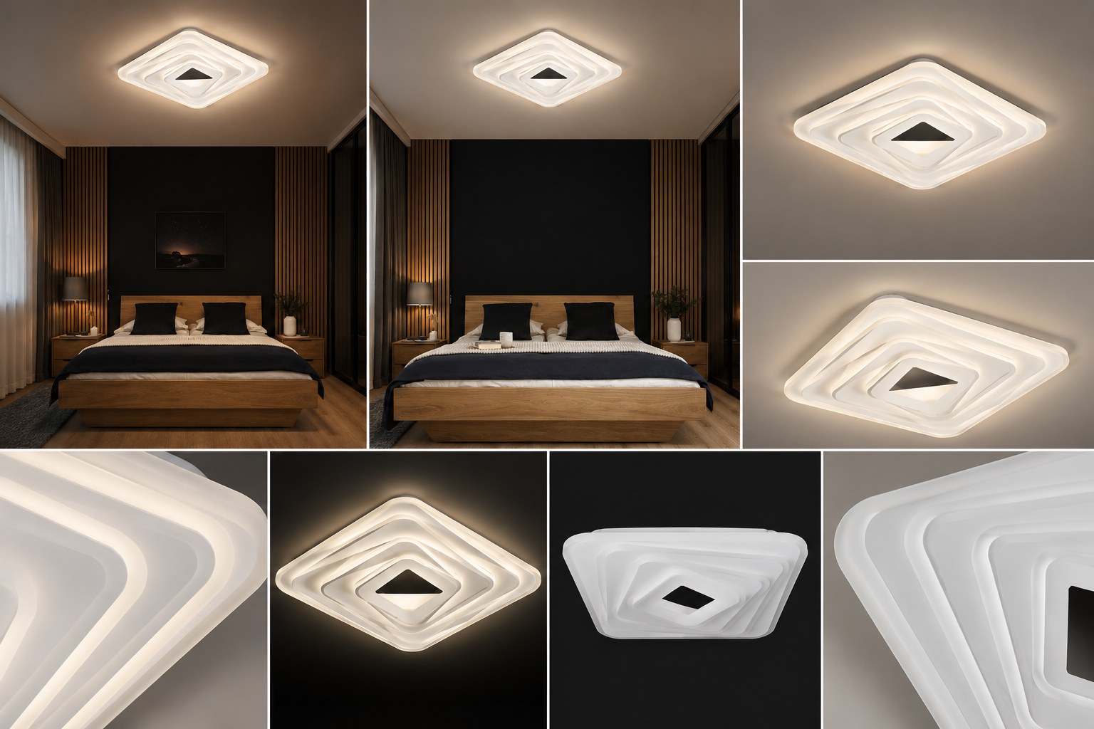 Plafoniera LED 3D Infinity 118W cu Telecomandă, Temperatură Reglabilă 3000K–6500K, Design Modern Pătrat – DZ8-400